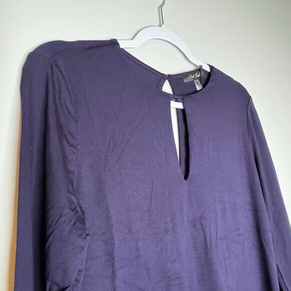 Laila Jayde Long Sleeve Keyhole Top Purple Ink NWT Size Medium - Picture 3 of 9